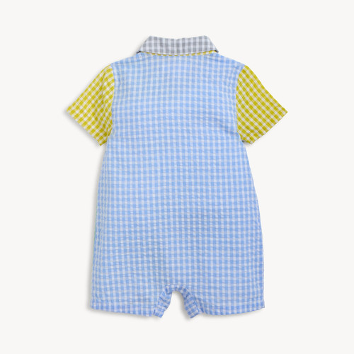 Multi Gingham Collared Short Romper