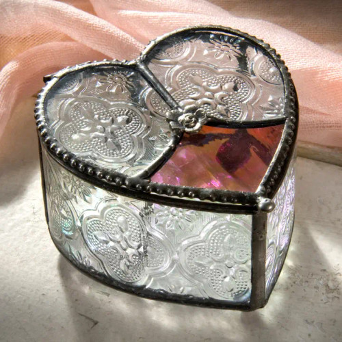 Glass Heart Shaped Box