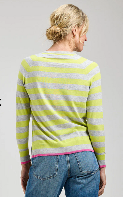 Striped Trim V Neck Sweater