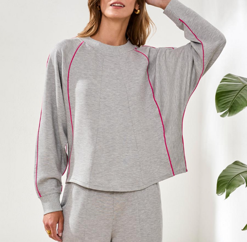 Tribal's Light Grey Mix Techno Lux W/ Piping Sweatshirt