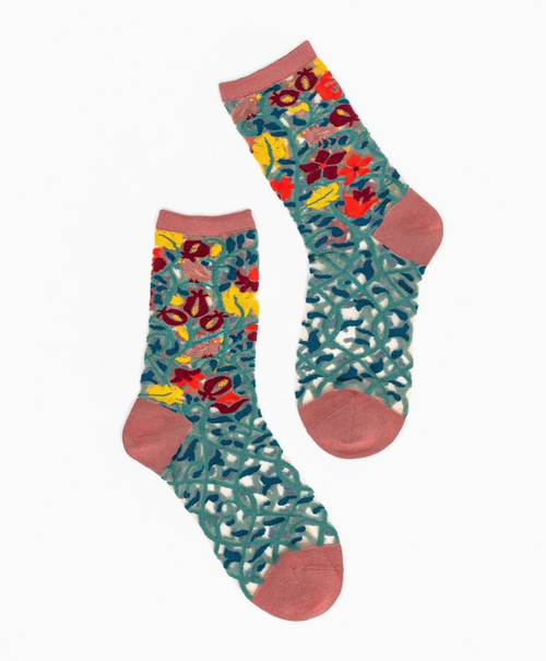 Tapestry Vines Sheer Crew Sock