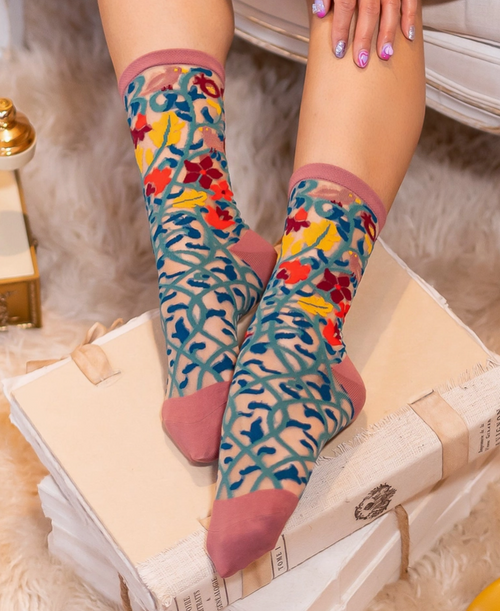 Tapestry Vines Sheer Crew Sock