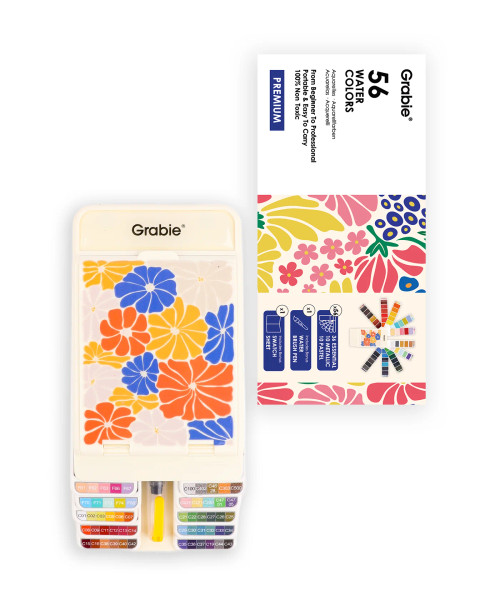 Grabie's Foldable Watercolor Set Of 56 With Water Brush Pen