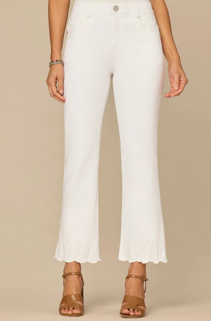 Democracy White Embroidered Dye Itty Bitty Flare