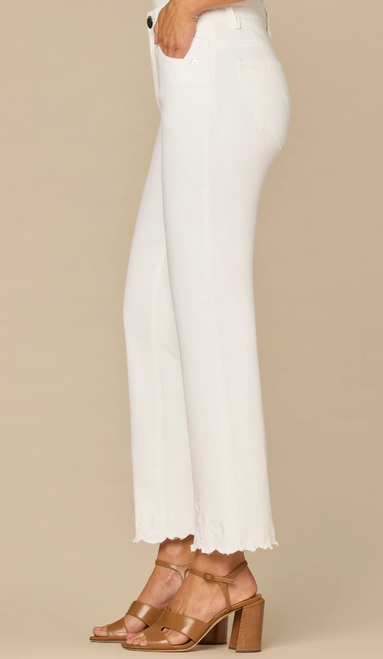 White Embroidered Dye Itty Bitty Flare