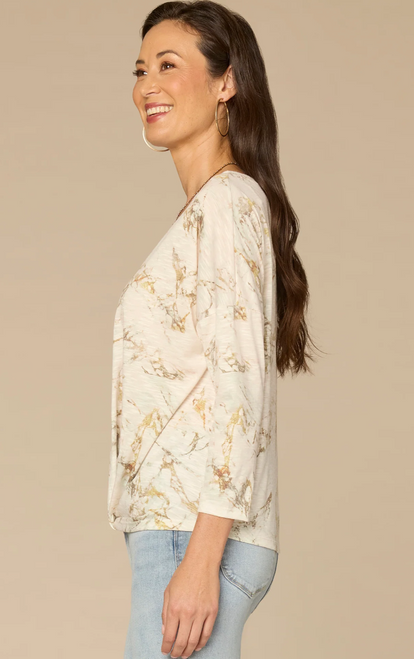 Marble 3/4 Twist Hem T-Shirt