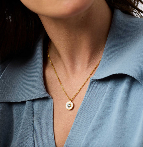 Julie Vos Colette Circle Delicate Necklace - Chalcedony Blue