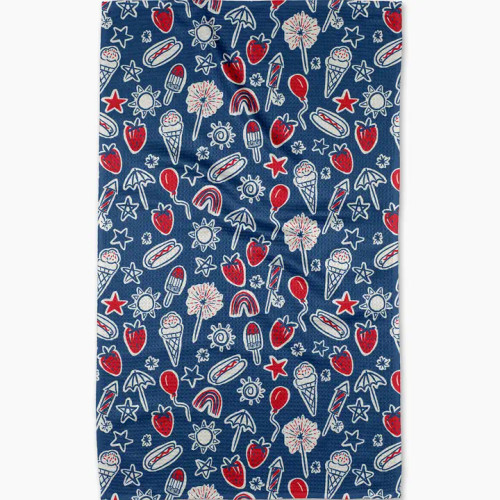 Geometry's Summer Fun in Blue Tea Towel