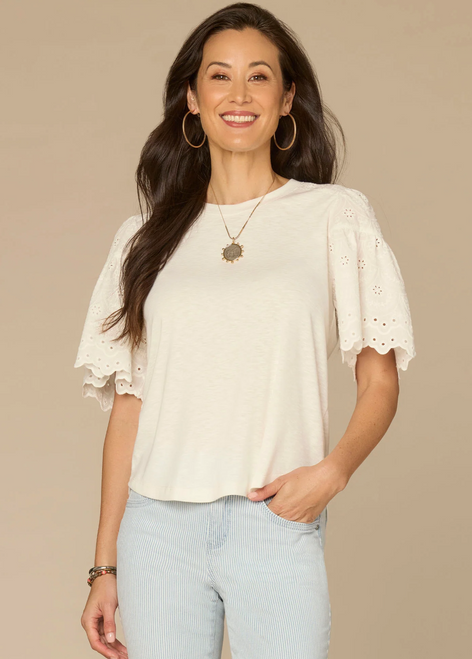 Democracy's Eyelet Flutter Sleeve T-Shirt