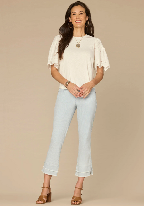 Eyelet Flutter Sleeve T-Shirt
