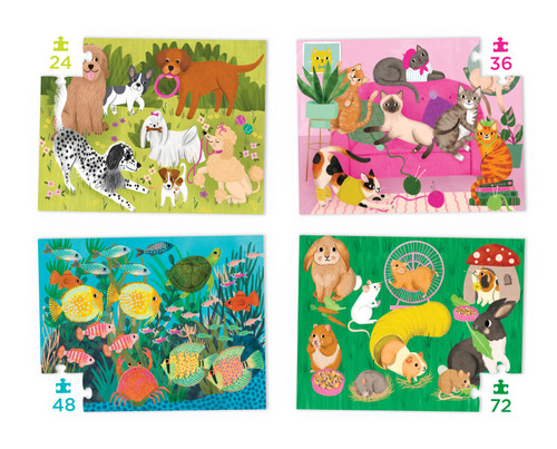 Playful Pets 4 Puzzles in 1