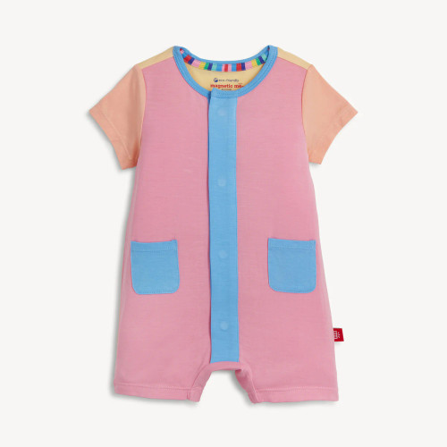 Shell Pink Colorblock Short Romper