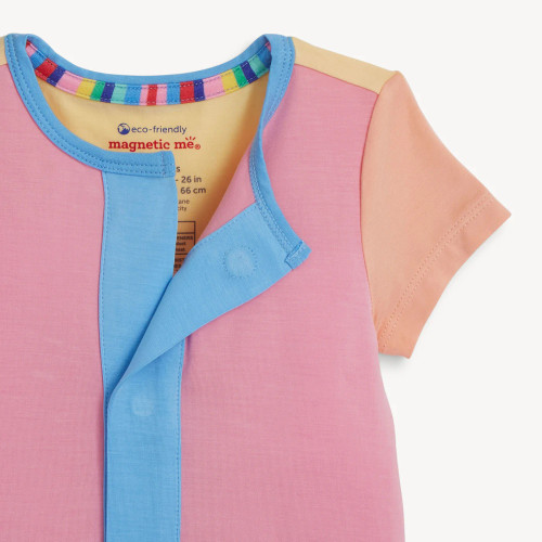 Shell Pink Colorblock Short Romper