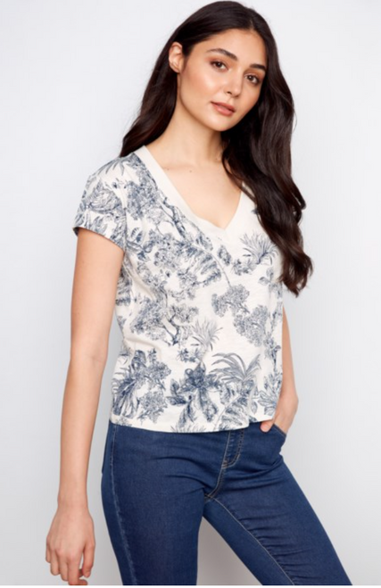 Charlie B's Toile V-Neck T-Shirt