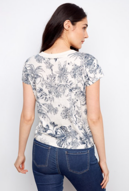 Versailles Toile V-Neck Floral T-Shirt