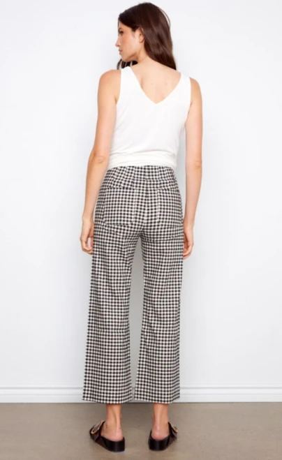 Gingham Wide Leg Patch Pocket Pant