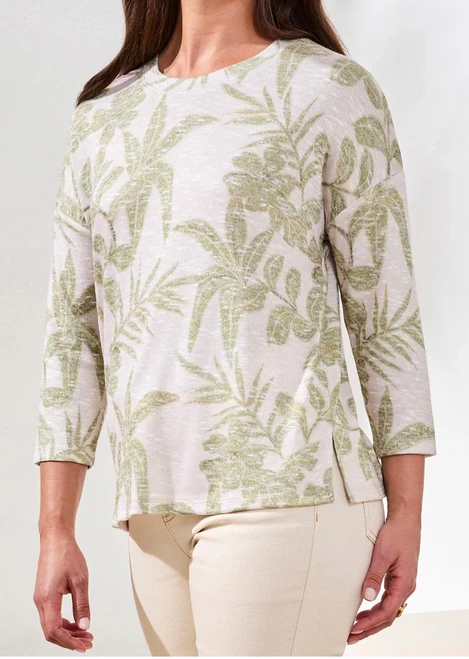 Botanical Print 3/4 Sleeve T-Shirt