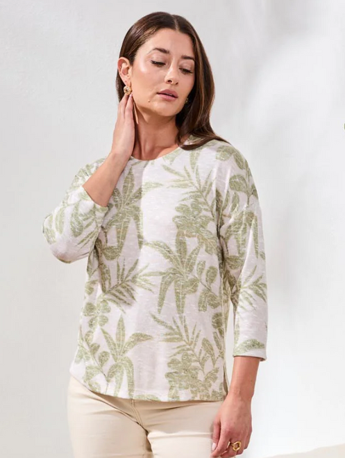 Botanical Print 3/4 Sleeve T-Shirt