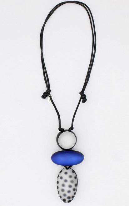 Midori Polka Dot Statement Pendant - Blue