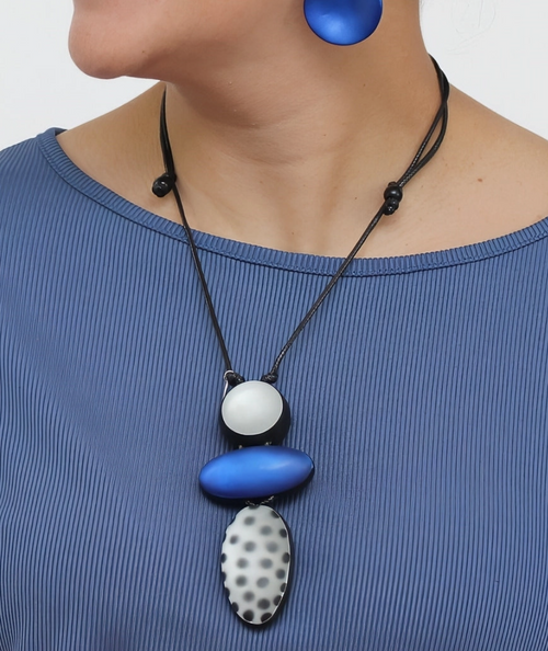 Midori Polka Dot Statement Pendant - Blue