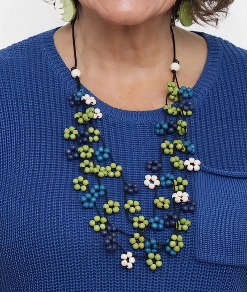 Shades of Blue Petite Flower Necklace