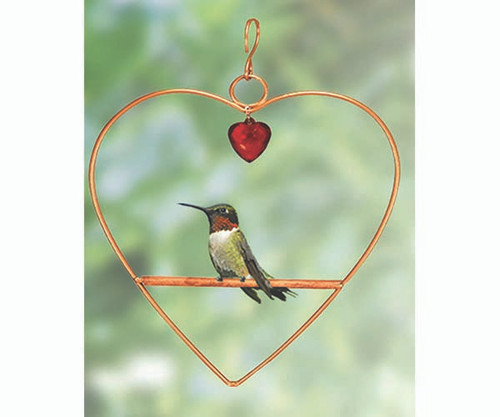 Copper Hummingbird Heart Swing