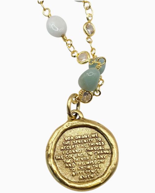 Amazonite Serenity Prayer Necklace