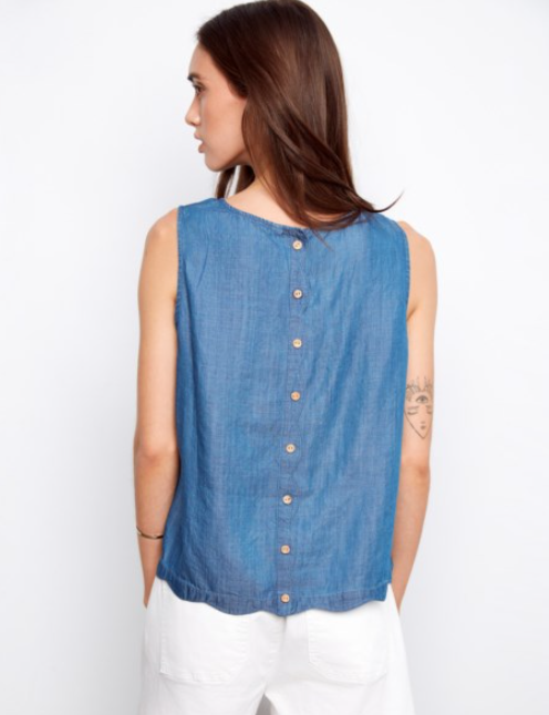 Scallop Hem Chambray Tank