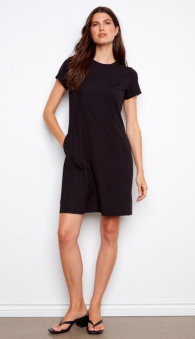 Charlie B's Black Knit Short Sleeve Pocket Dress