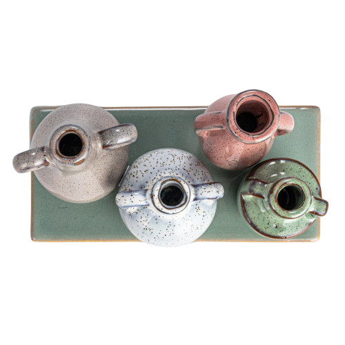 Stoneware Mounted Vases on Base