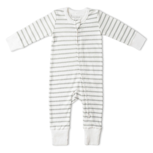 Fog Stripes - Organic 2-Way Zip Romper