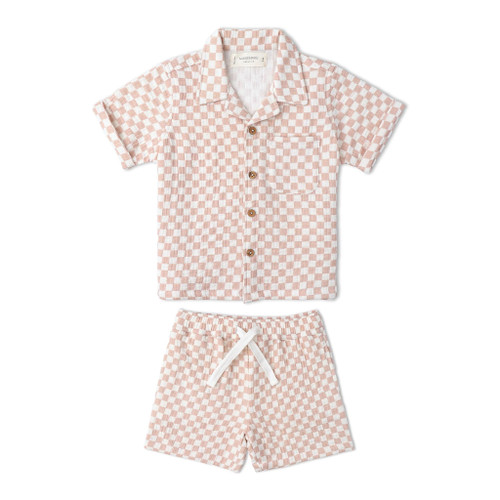 Brick Checks - Organic Shirt & Shorts Set