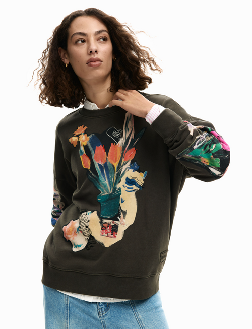 Black Desigual Flower Vase Sweater
