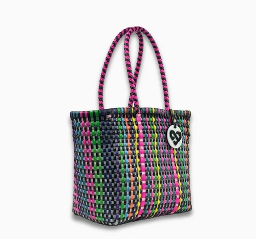 Handwoven Recycled Plastic Tote Bag - Disco