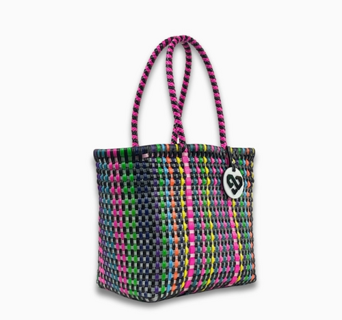 Handwoven Recycled Plastic Tote Bag - Disco