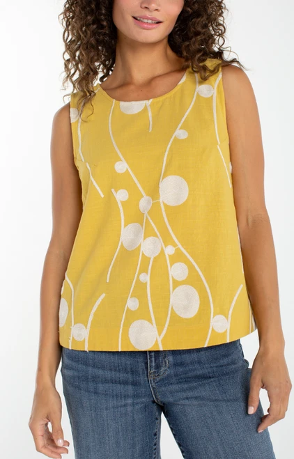 Embroidered Button-Back Tank