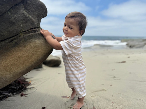 Beige Stripe Drift Romper