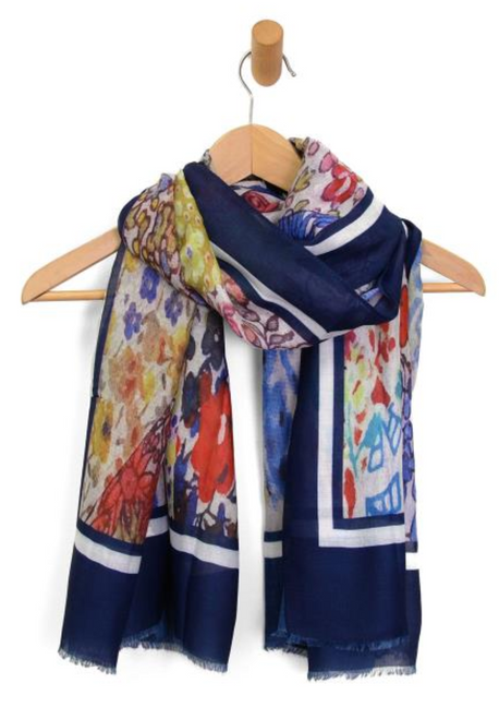 Blue Kaleidoscope Floral Scarf