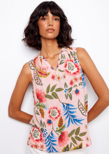 Floral Ruffle Collar Tank