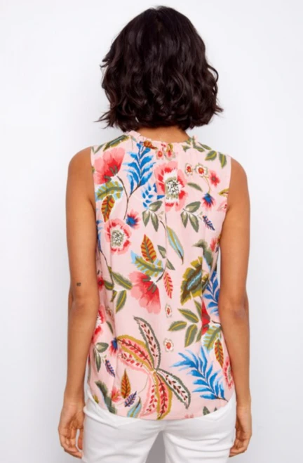 Floral Ruffle Collar Tank