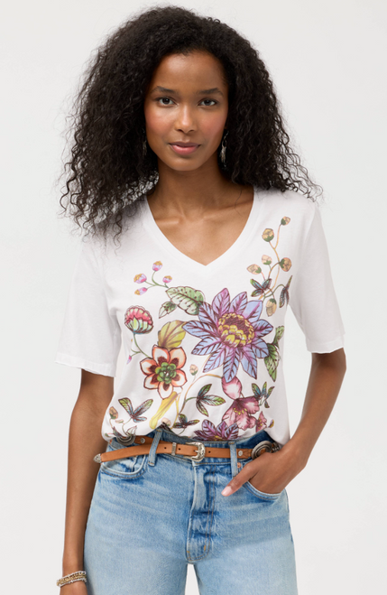 White Floral Aivy V-Neck T-Shirt