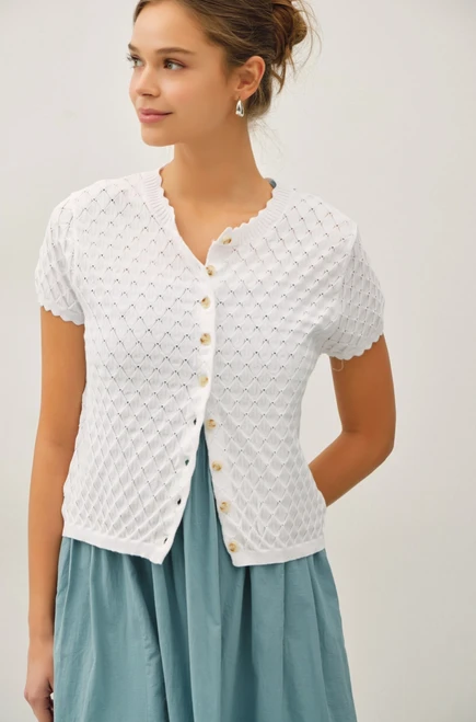 Pointelle Stitch S/S Cardigan