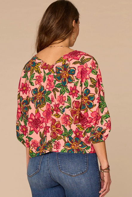 Flamingo Pink Floral Woven Top