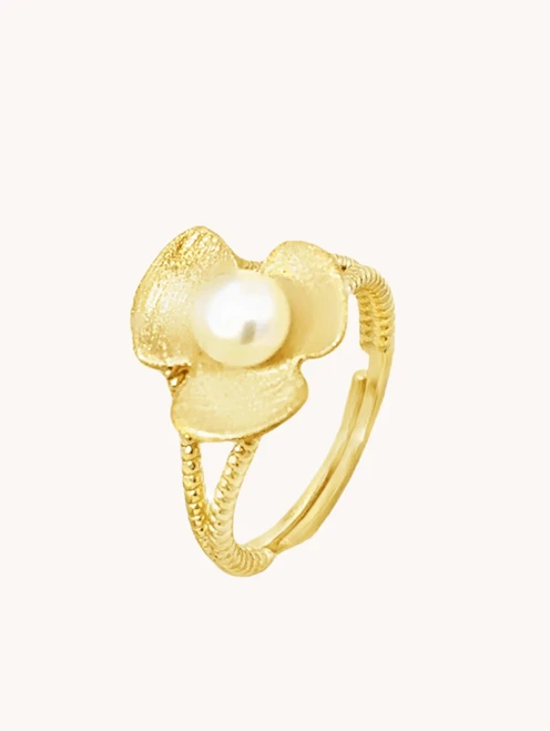 Broad Leaf Gold Adjustable Ring