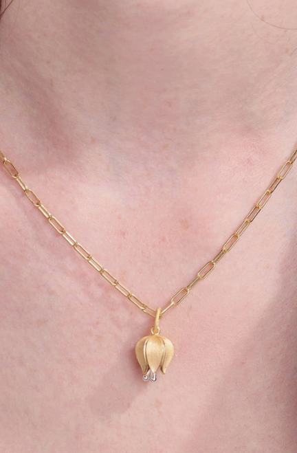 Gold Floral Tulip Necklace