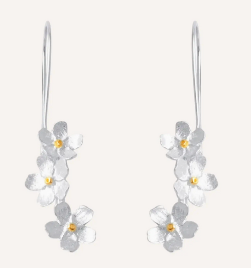 Silver Floral Cherry Cascade Earring