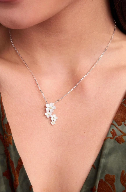Silver Floral Cherry Blossom Necklace