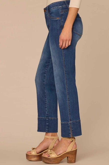 Blue Kick Flare With Center Seam Jean