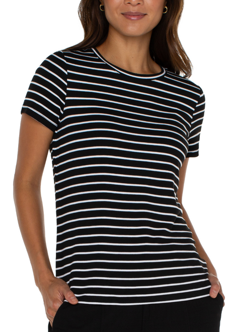 Short Sleeve Crew Neck Stripe T-Shirt