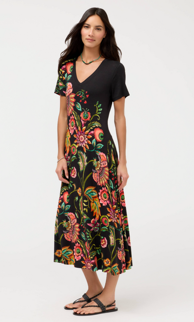 Valley Fleur Cap Sleeve Midi Dress